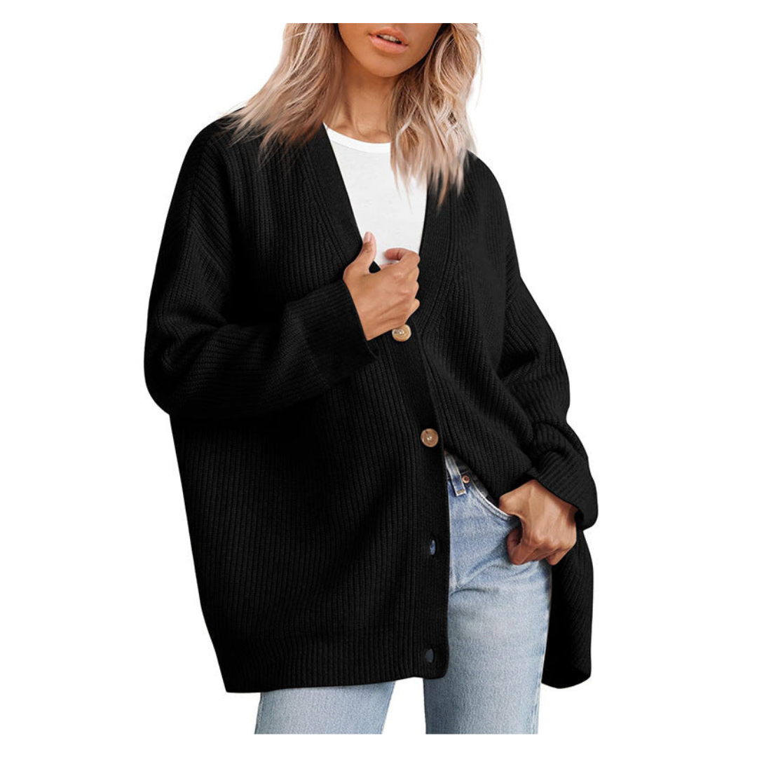 Women's Warm and Elegant Knitted Jacket with Stunning Button Design β Long and Cozy Coat for Perfect Style