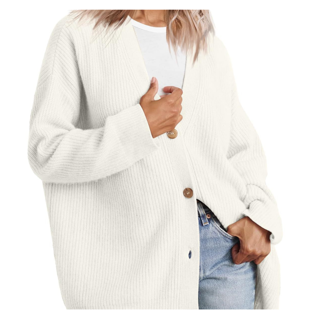 Women's Warm and Elegant Knitted Jacket with Stunning Button Design β Long and Cozy Coat for Perfect Style