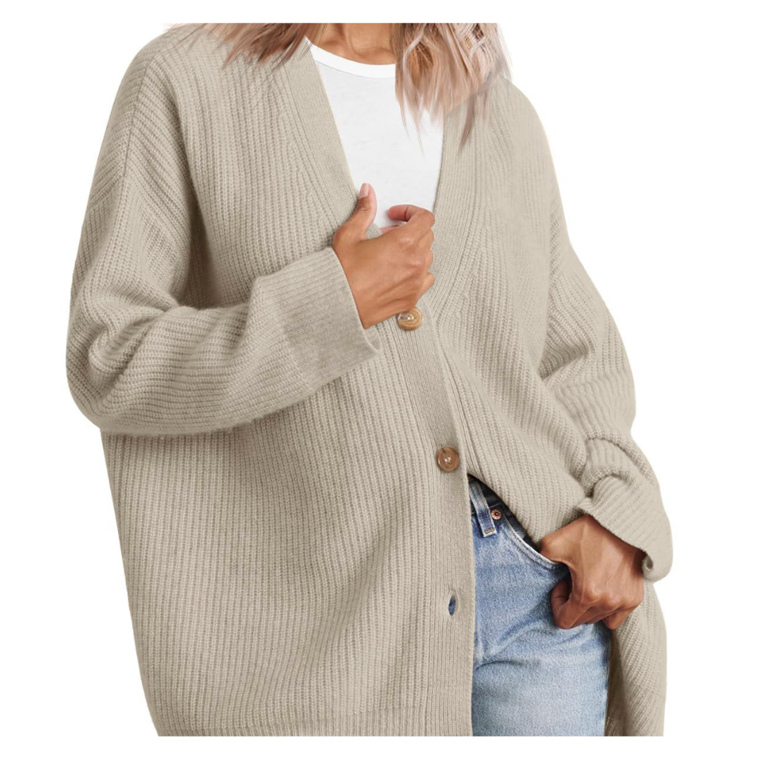Women's Warm and Elegant Knitted Jacket with Stunning Button Design β Long and Cozy Coat for Perfect Style