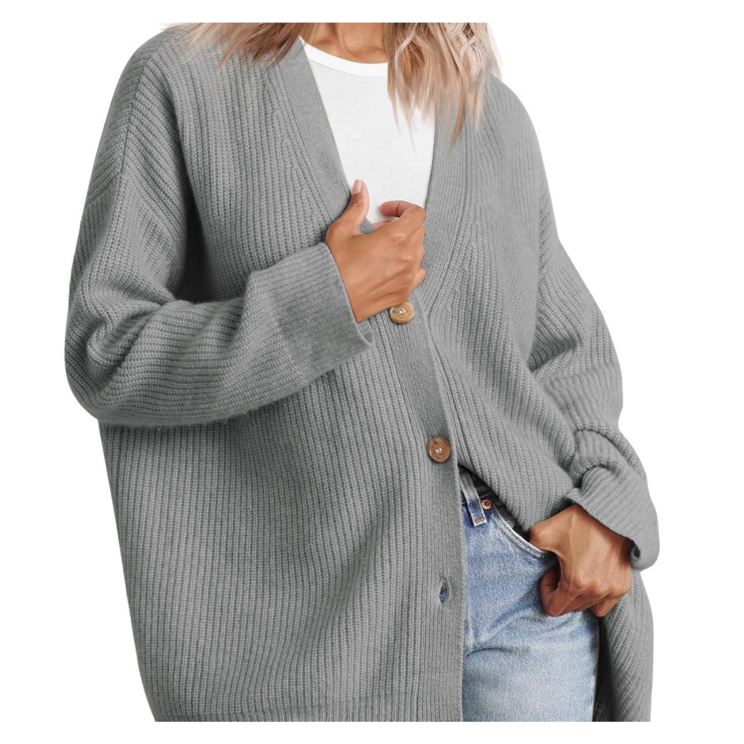 Women's Warm and Elegant Knitted Jacket with Stunning Button Design β Long and Cozy Coat for Perfect Style