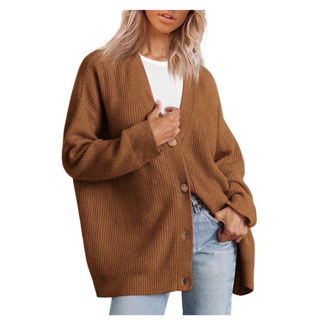 Women's Warm and Elegant Knitted Jacket with Stunning Button Design β Long and Cozy Coat for Perfect Style
