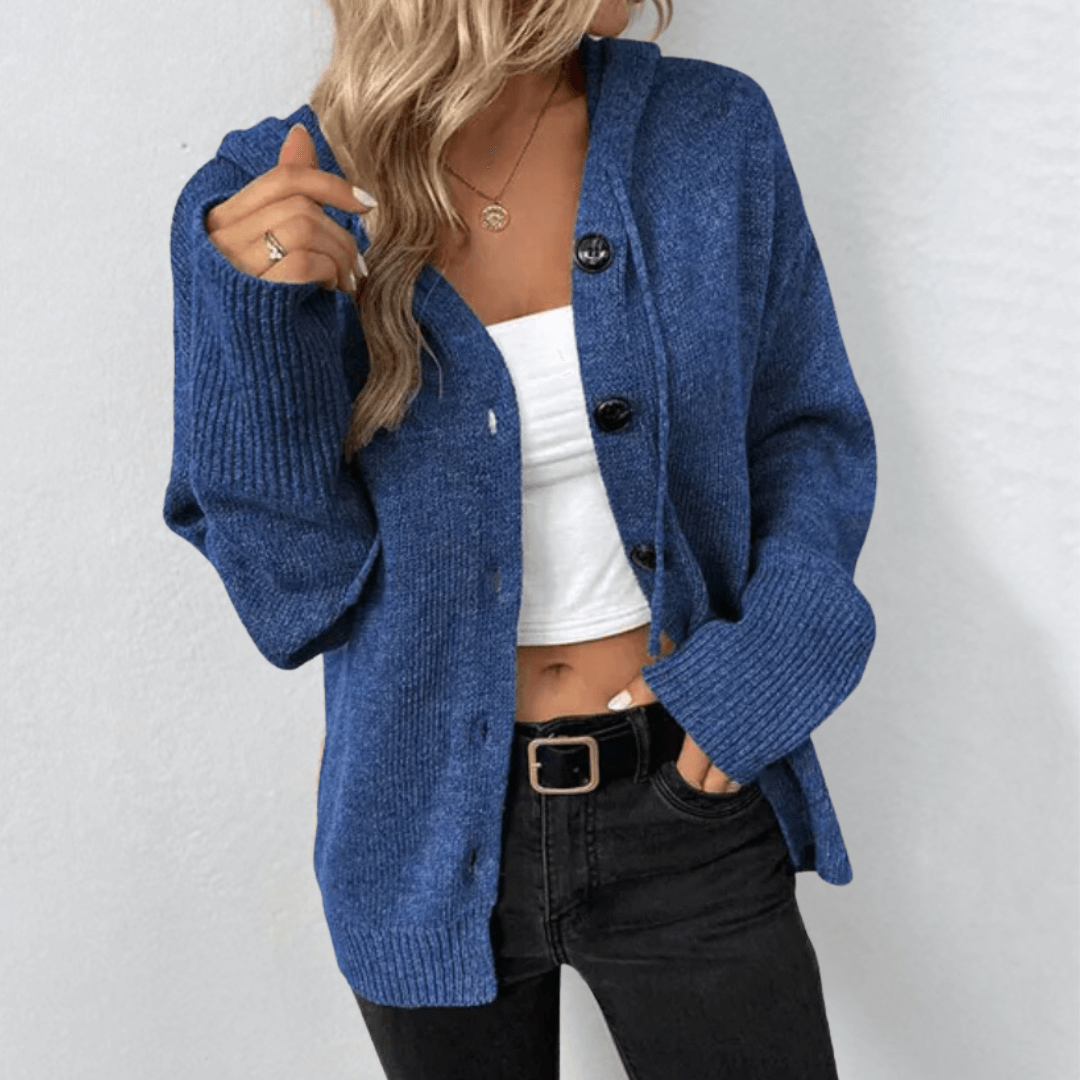 Women's Winter Cardigan with Knitted Fabric, Buttons, and Feather Filling โ Keeps Warmth and Style