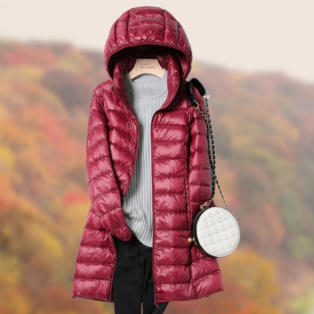 Fashionable Women's Raincoat Dress with Hood and Long Sleeves - The Perfect Protection in All Weather