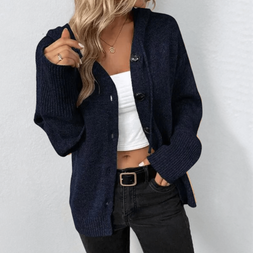 Women's Winter Cardigan with Knitted Fabric, Buttons, and Feather Filling โ Keeps Warmth and Style