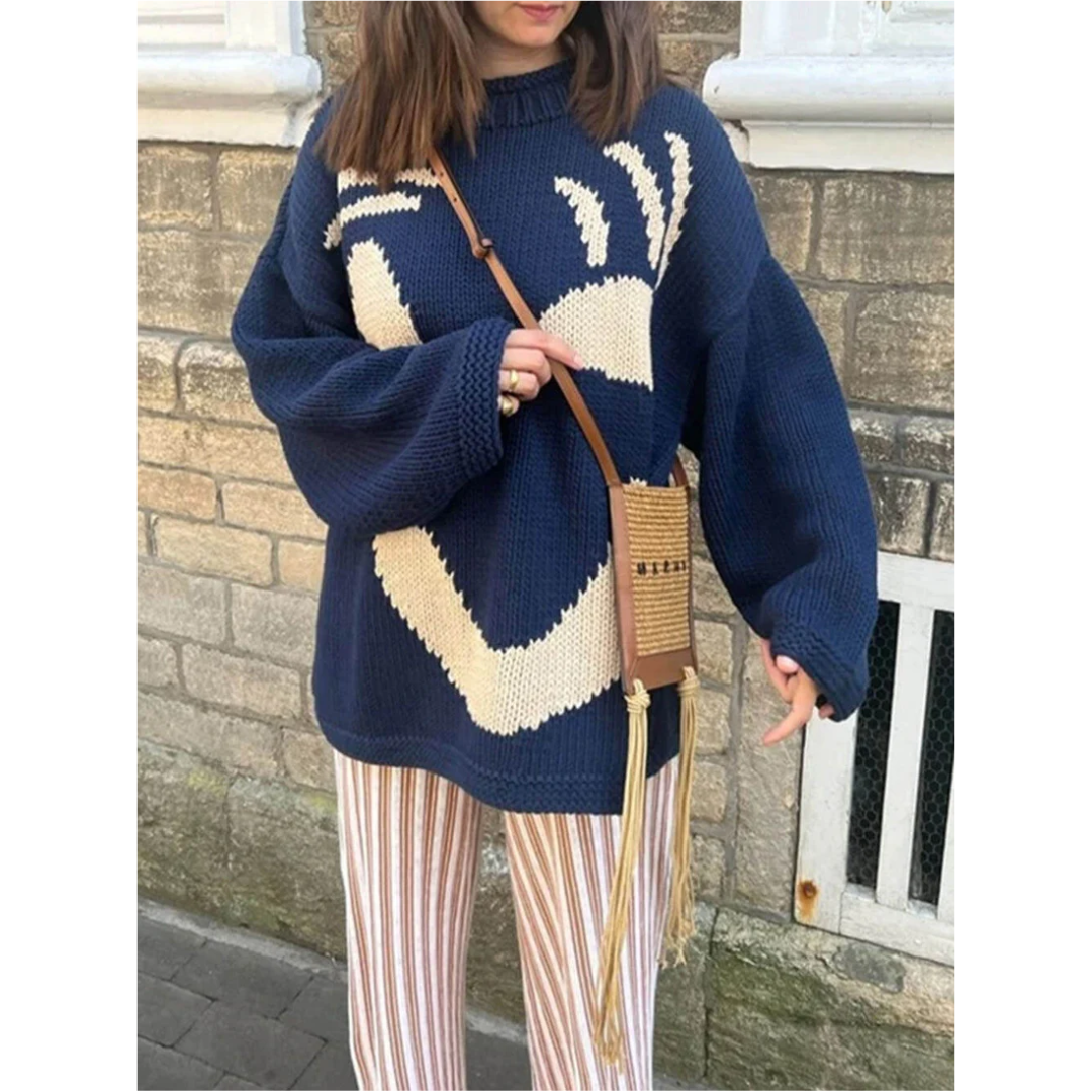 Fashionable and Cozy Oversized Sweater for Women with Long Sleeves - Perfect Comfort and Style