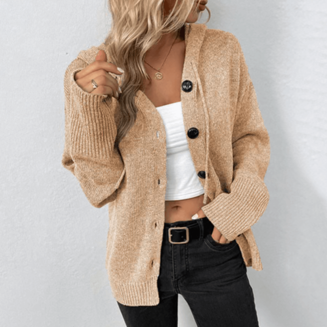 Women's Winter Cardigan with Knitted Fabric, Buttons, and Feather Filling โ Keeps Warmth and Style