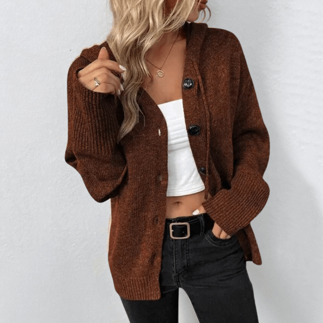 Women's Winter Cardigan with Knitted Fabric, Buttons, and Feather Filling โ Keeps Warmth and Style