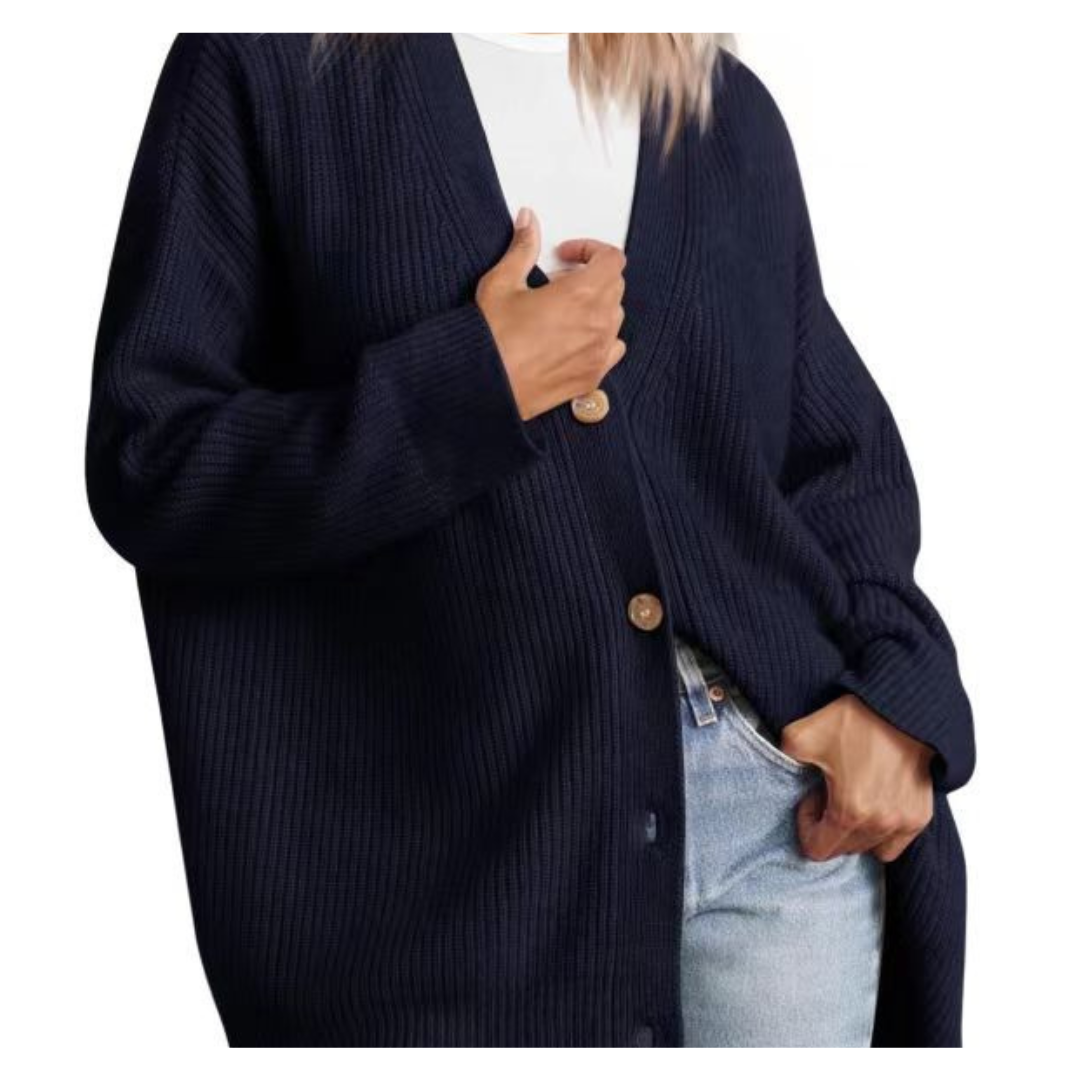 Women's Warm and Elegant Knitted Jacket with Stunning Button Design β Long and Cozy Coat for Perfect Style