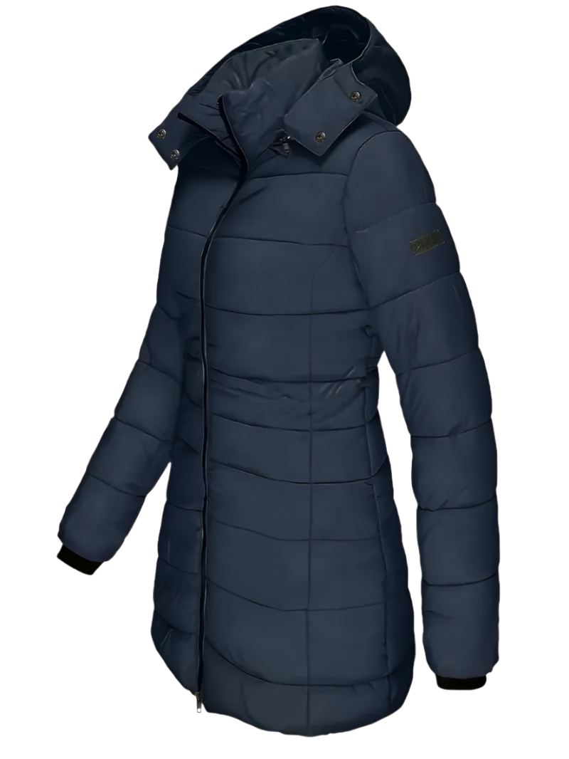 Women's mid-length waterproof winter coat with elegant curved lines - the perfect combination of warmth and style