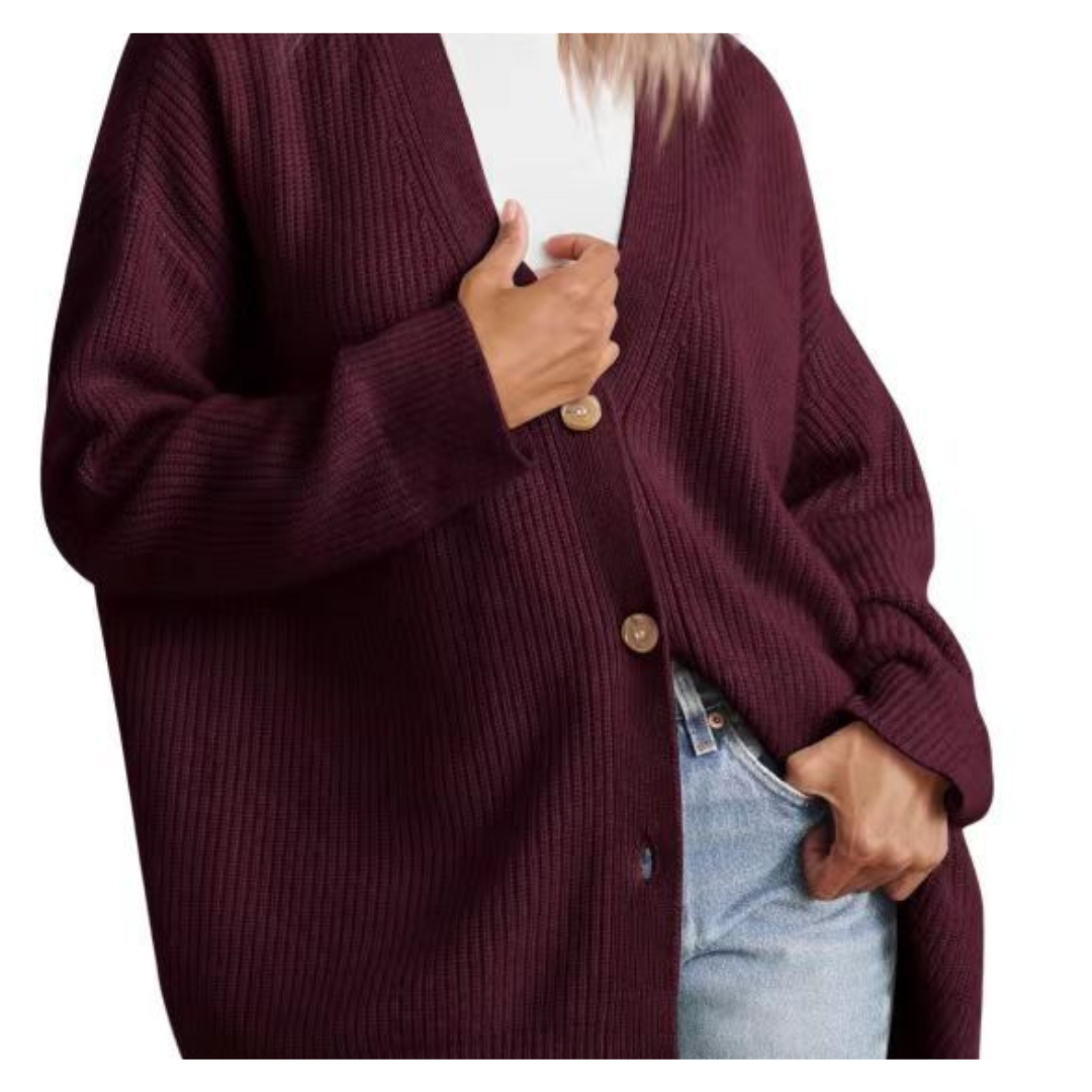 Women's Warm and Elegant Knitted Jacket with Stunning Button Design β Long and Cozy Coat for Perfect Style