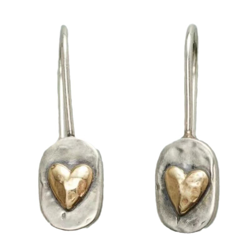 Silver Arch Earrings with Gold Leaves in Stunning Vintage Design