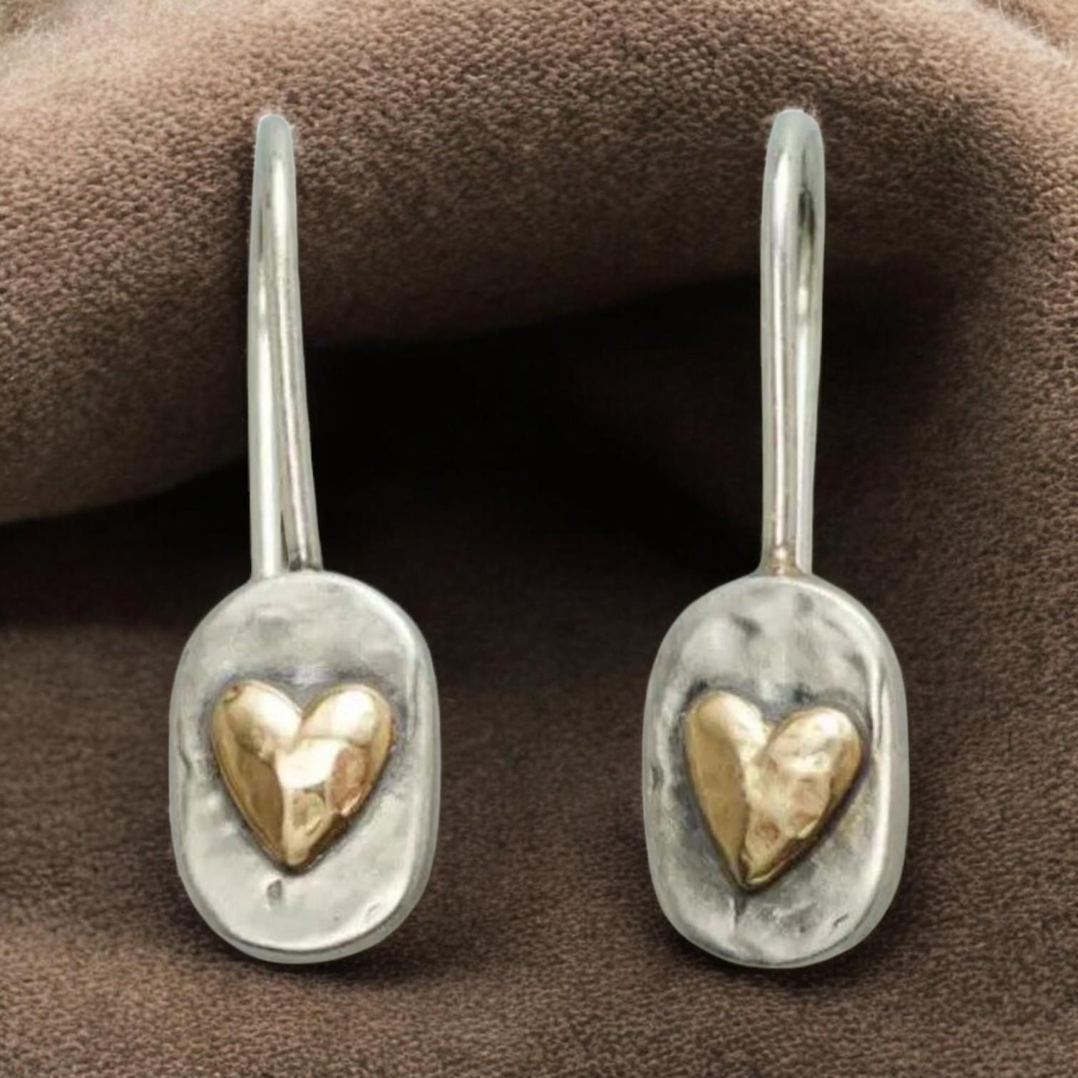 Silver Arch Earrings with Gold Leaves in Stunning Vintage Design