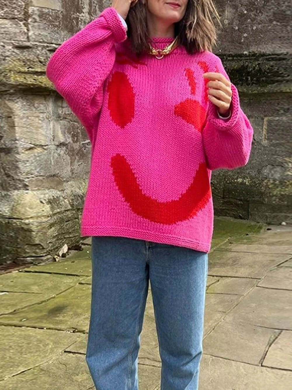 Fashionable and Cozy Oversized Sweater for Women with Long Sleeves - Perfect Comfort and Style