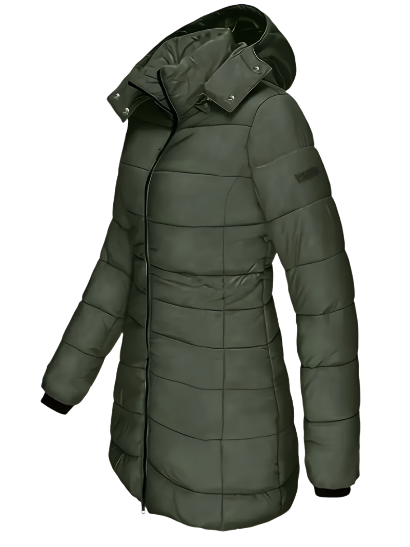 Women's mid-length waterproof winter coat with elegant curved lines - the perfect combination of warmth and style