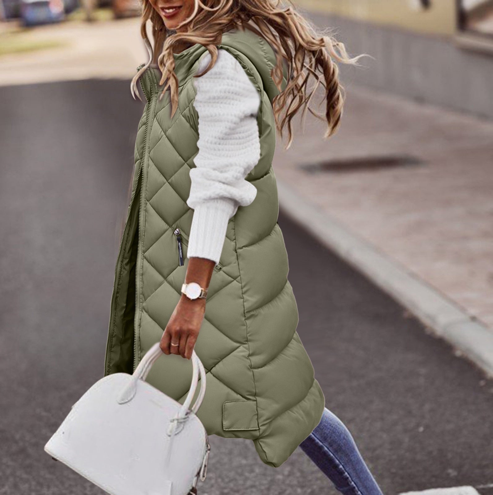 Stylish Women's Winter Coat with Hat - Very Long and Warm for Cold Days