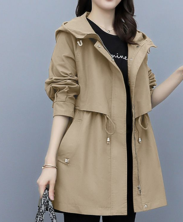 Lisa | Elegant Water-Resistant Trench Coat with Hat for All Weather Protection