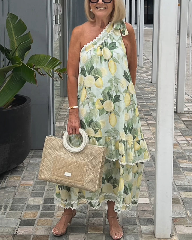 Goodbye Dress with Lemon Flower Pattern - Cheerful and Elegant Design for the Perfect Dress