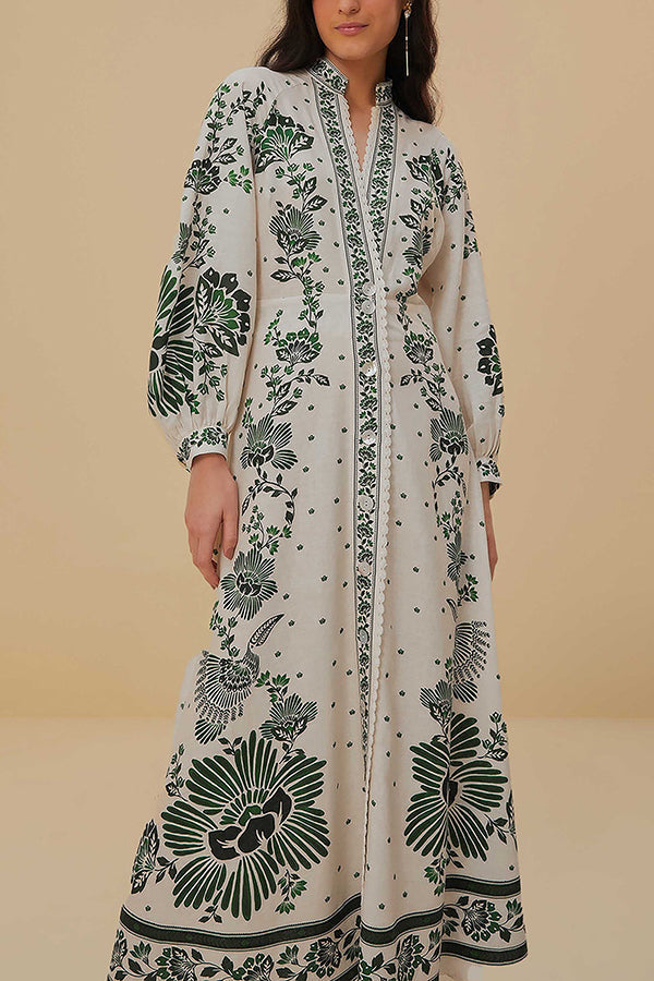 Elegant Maxi Dress with Botanical Design - A Natural and Stunning Addition for a Perfect Look