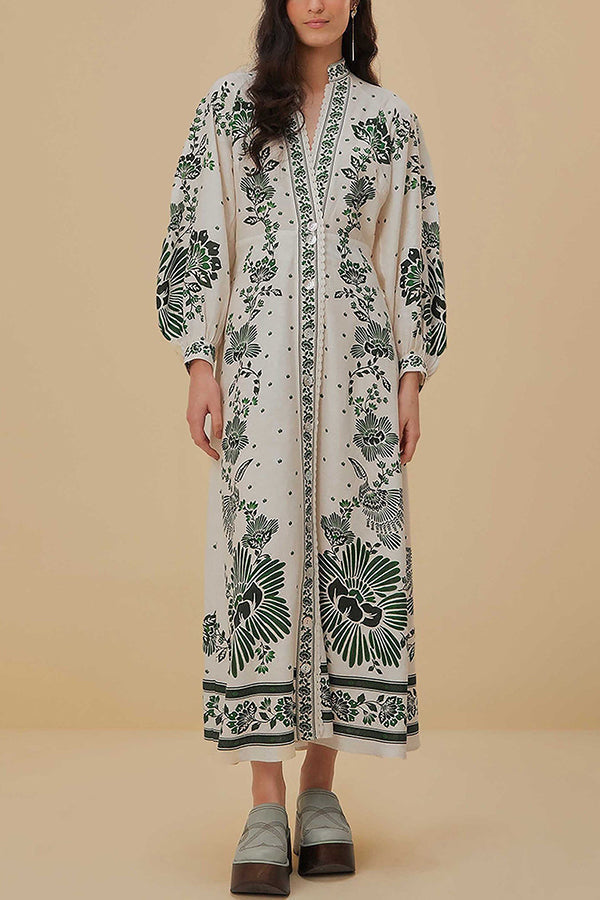 Elegant Maxi Dress with Botanical Design - A Natural and Stunning Addition for a Perfect Look
