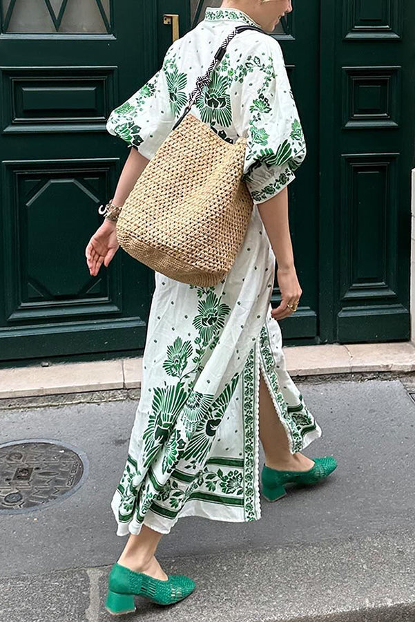 Elegant Maxi Dress with Botanical Design - A Natural and Stunning Addition for a Perfect Look