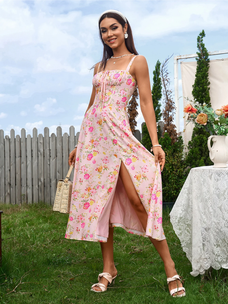 Elegant Bustier Dress with Lace Side and Adjustable Straps β A Must-Have for Special Occasions