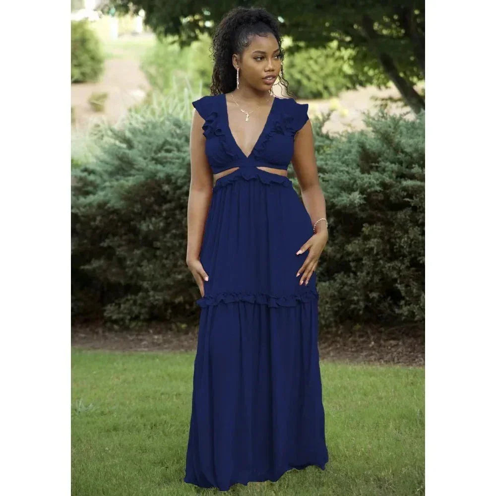 Glamorous and Elegant Dress with Fashionable V-Neck
