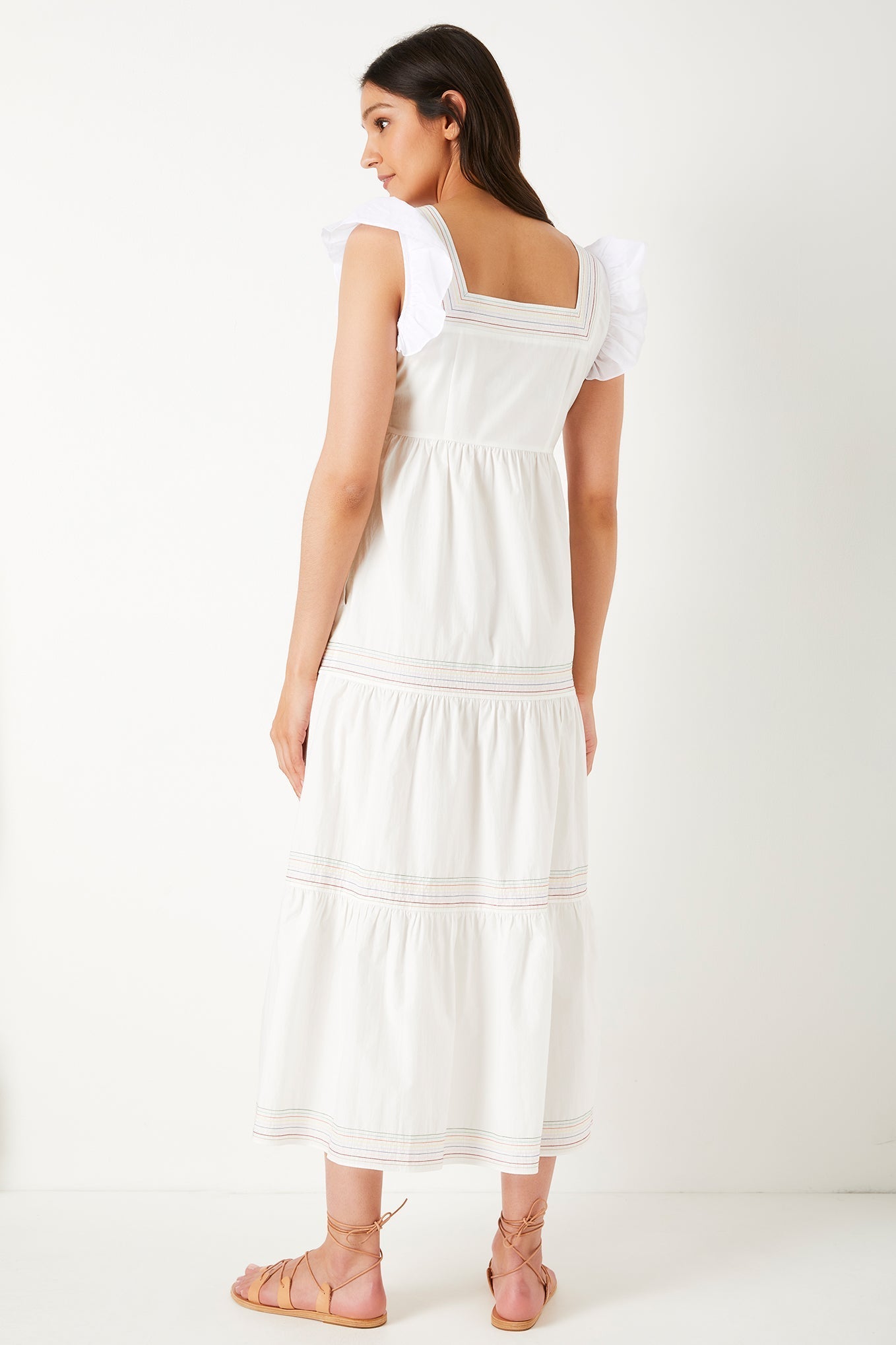 Elegant summer dress made of cotton fabric with a romantic look in white