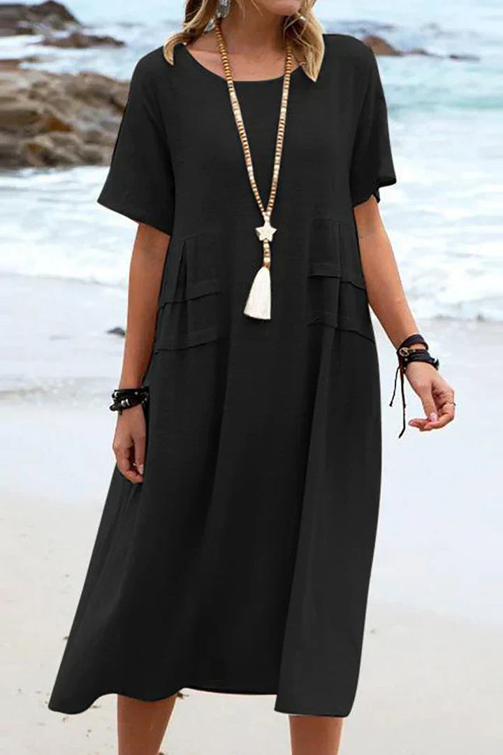 Elegant casual dresses for women with short sleeves and round necklines for stunning looks