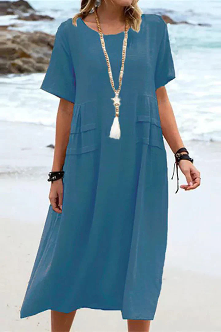 Elegant casual dresses for women with short sleeves and round necklines for stunning looks