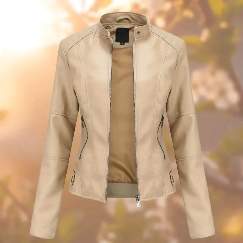 Sarah | Stylish Genuine Leather Biker Jacket for Women - Light and Elegant