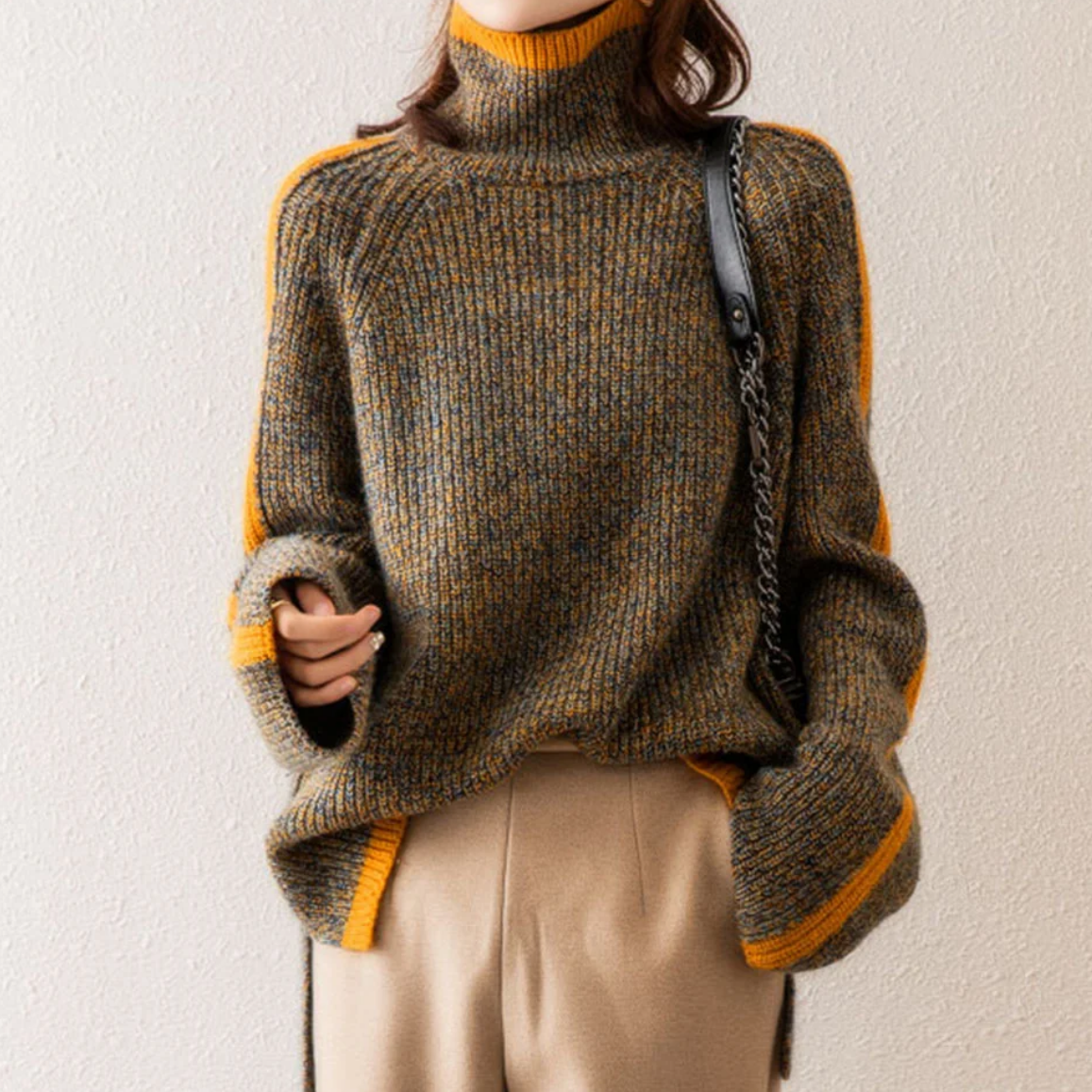 Breast Women's Sweater Knit Fashionable and Warm for Winter