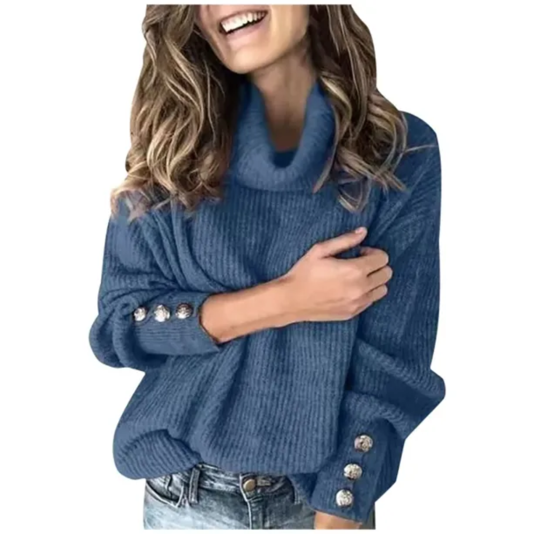 The Heart Garden Women's Fashionable Sweater with a High Collar for Warm Style and Perfect Comfort