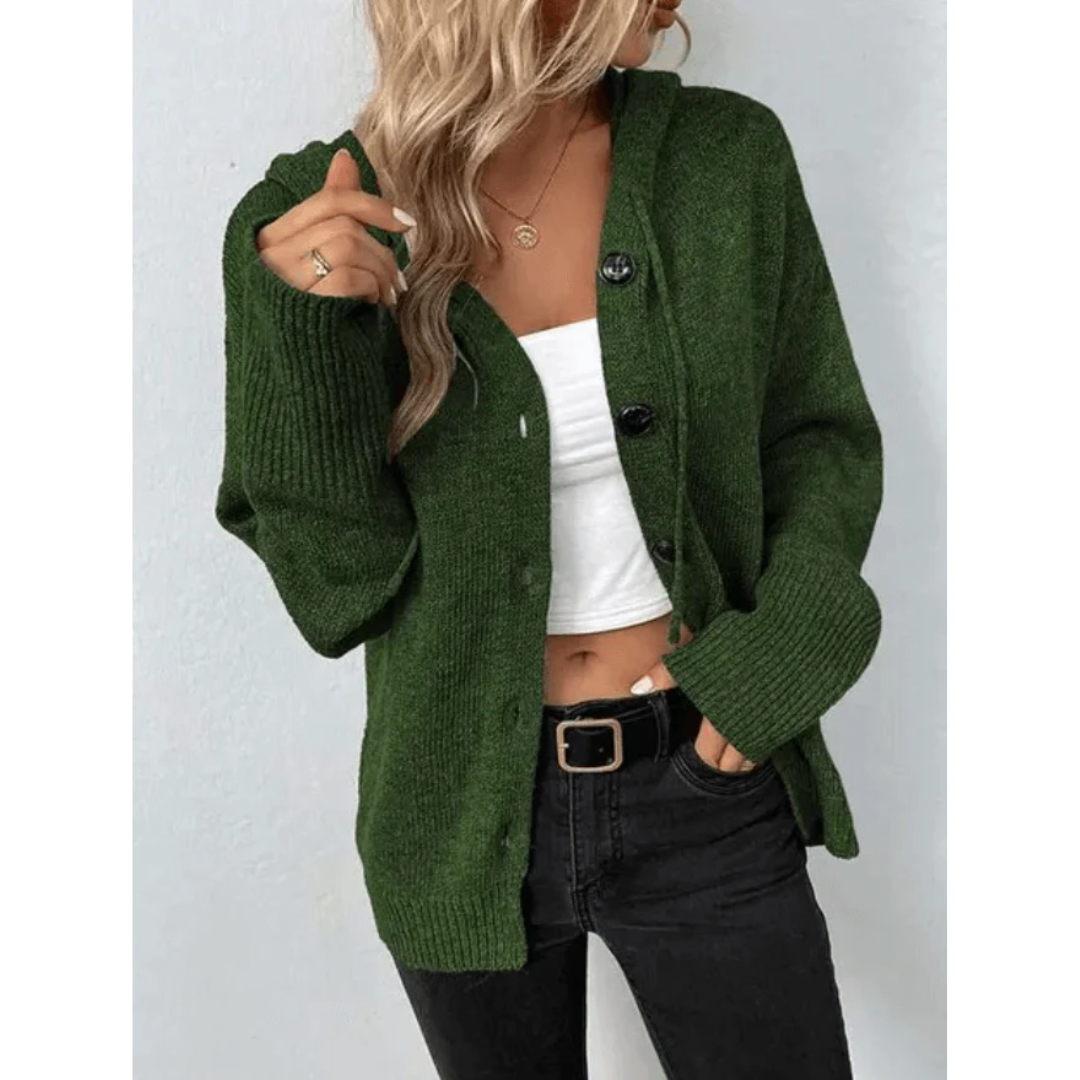 Women's Winter Cardigan with Knitted Fabric, Buttons, and Feather Filling โ Keeps Warmth and Style