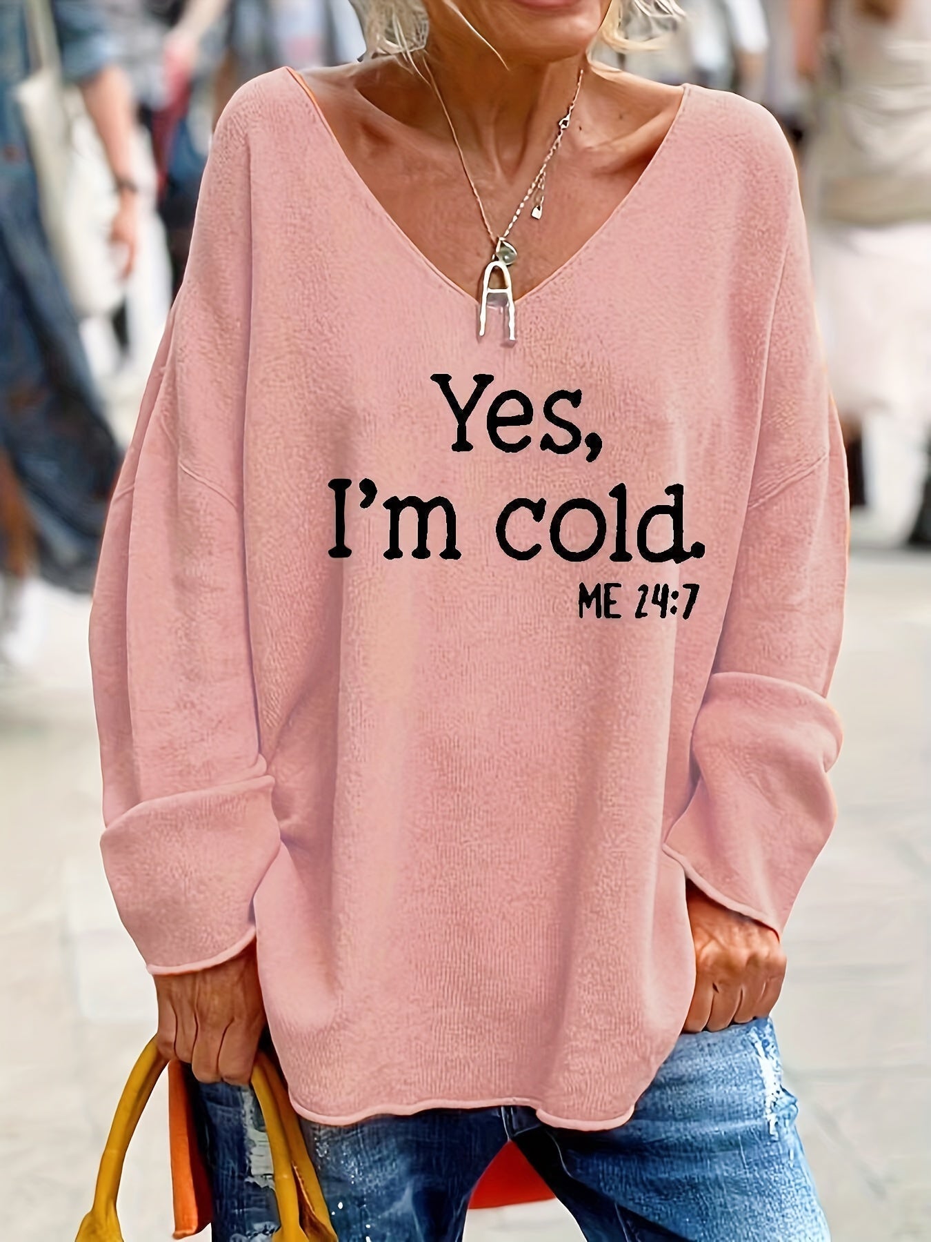 SILLASA Women's Stylish Pullover Sweater with V-Neck for Comfort and Style