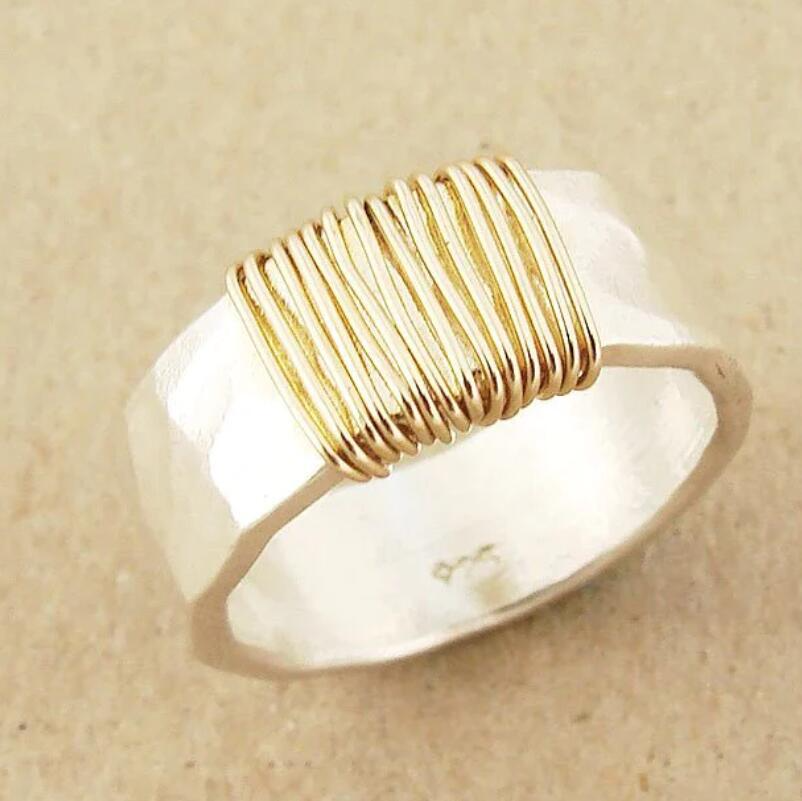 DOLSA - Silver Ring with Gold Threads and Unique Vintage Atmosphere