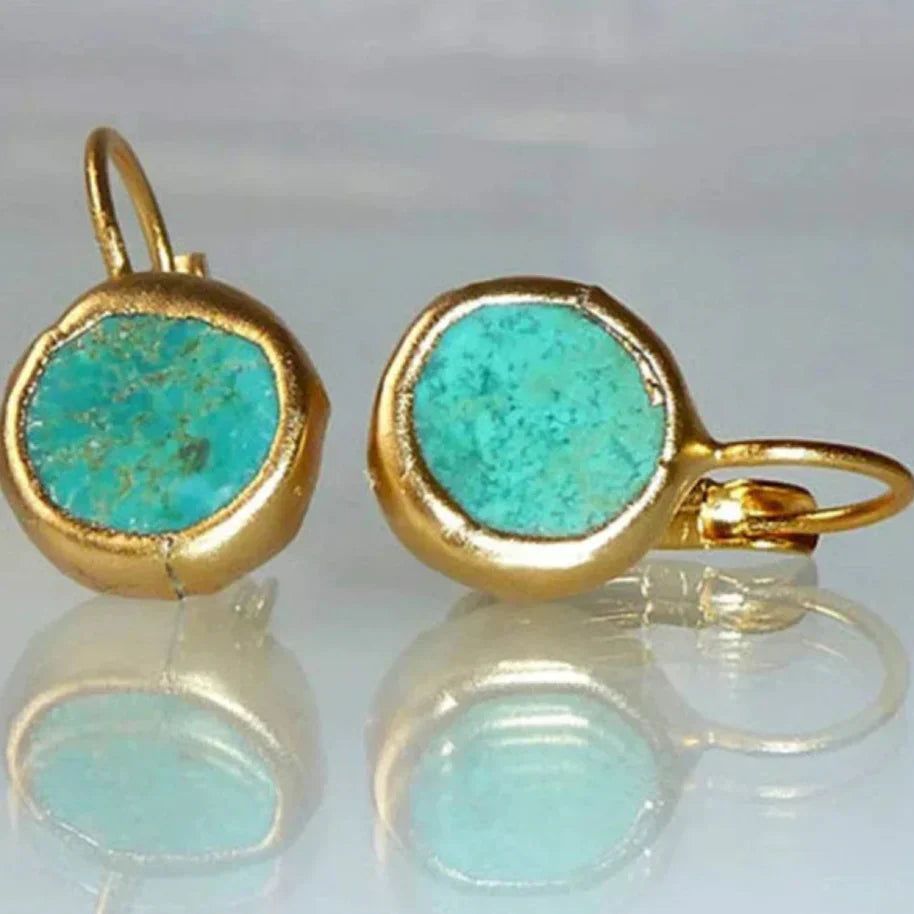 Carolina Earrings in Vintage Fashion with Gold Turquoise Touch