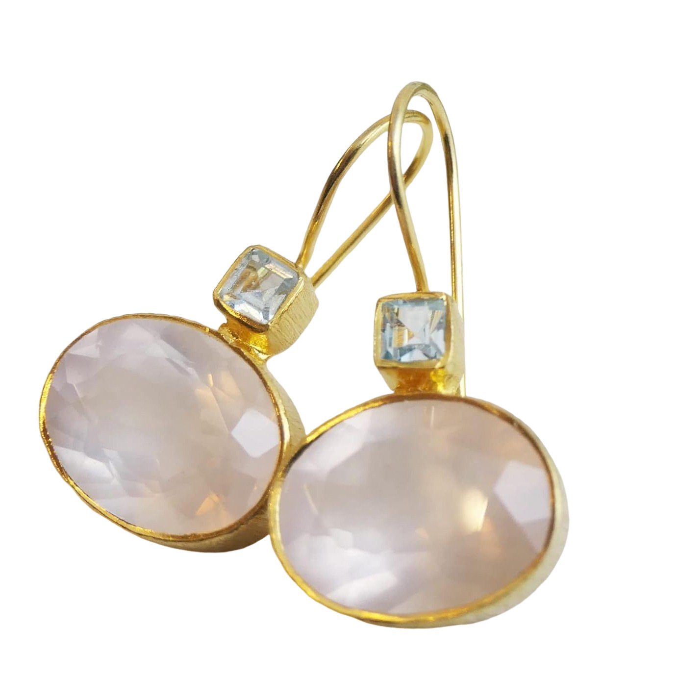 Vintage-style gold and green crystal earrings with coral pearl