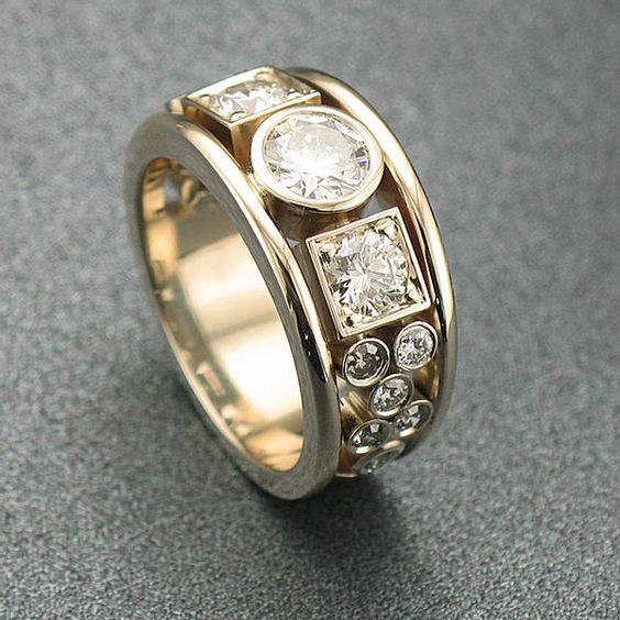 Gayela - Zirconia Ring in Gold and Vintage Scorlet Mix