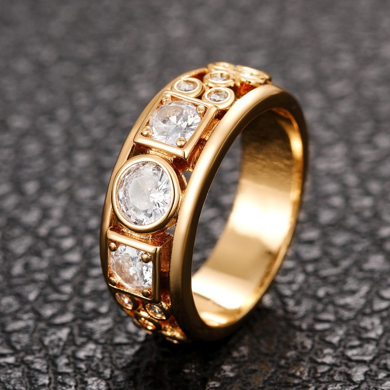 Gayela - Zirconia Ring in Gold and Vintage Scorlet Mix
