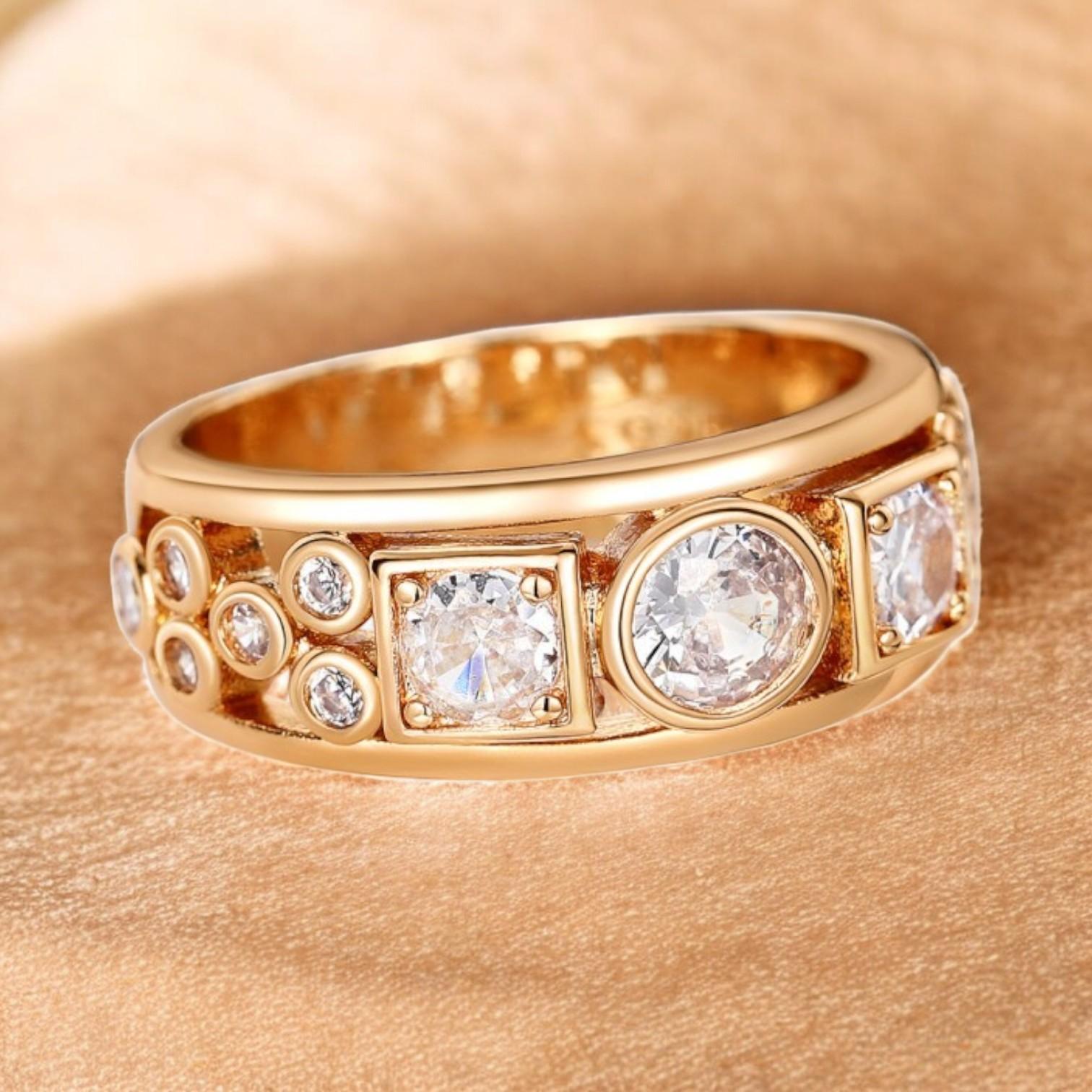 Gayela - Zirconia Ring in Gold and Vintage Scorlet Mix