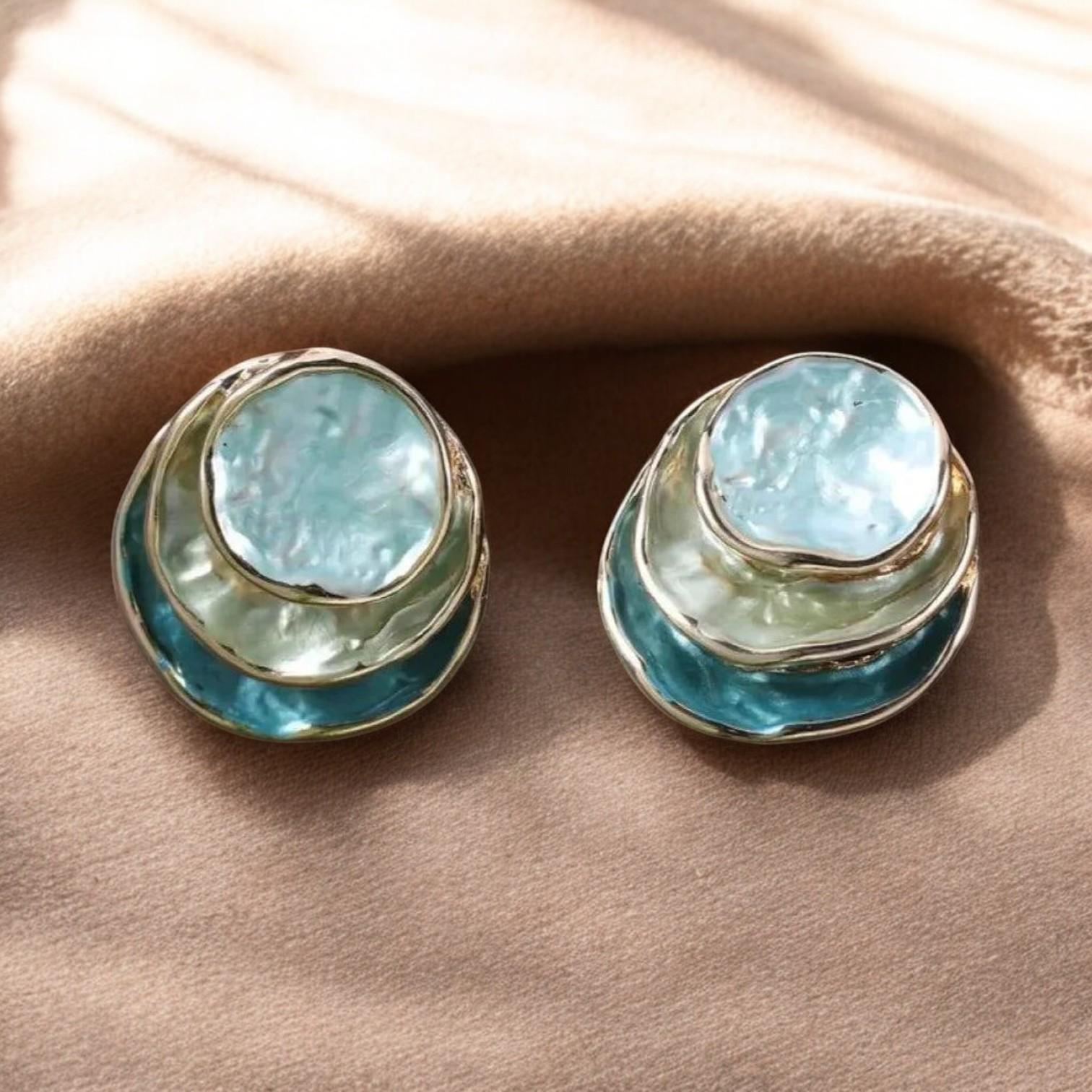 Colorful Layered Earrings in Vintage Style with Artistic Handmade Design for Body and Soul