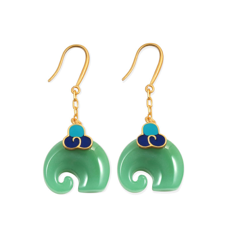 Mayray β Historic Elephant Earrings in Stunning Green