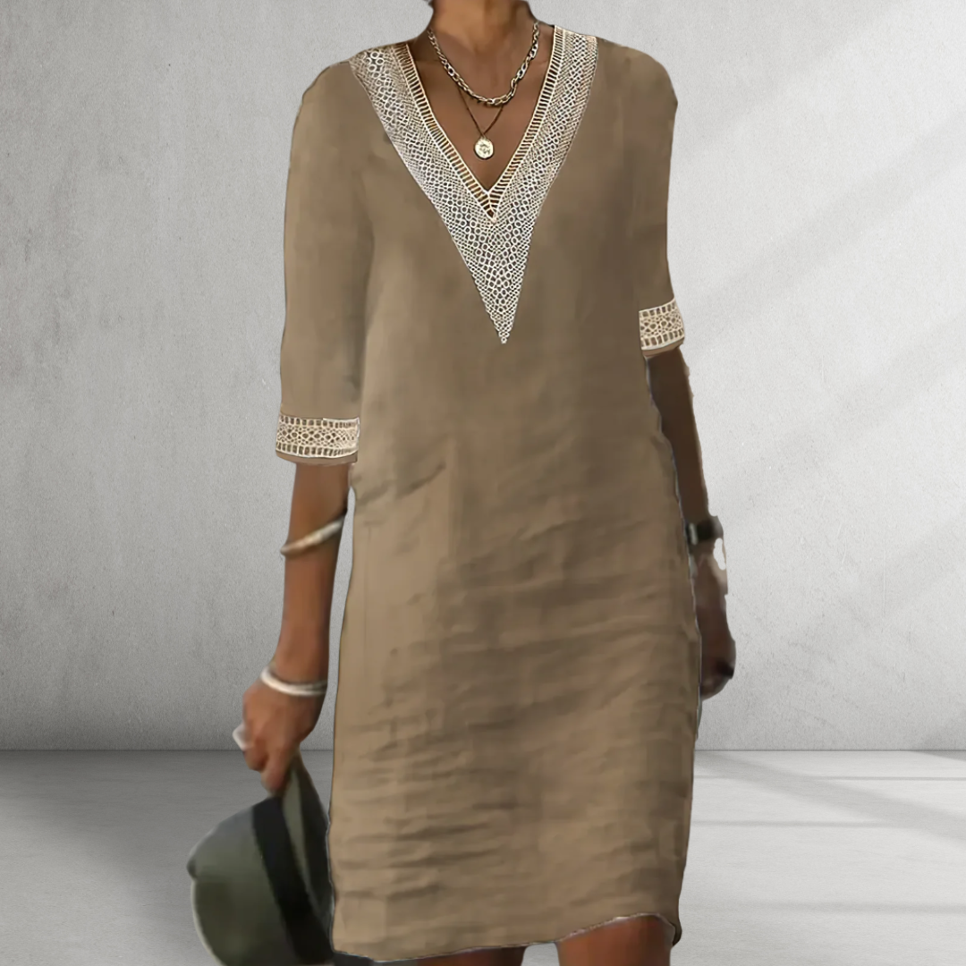 Novira | Women's Summer Dress Light Lift Made of Cotton and Linen Fabric for a Comfortable and Warm Time