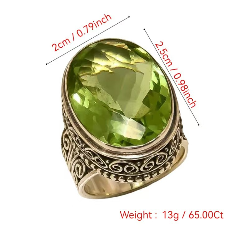 Pandora β Unique Vintage Style Olive Crystal Ring