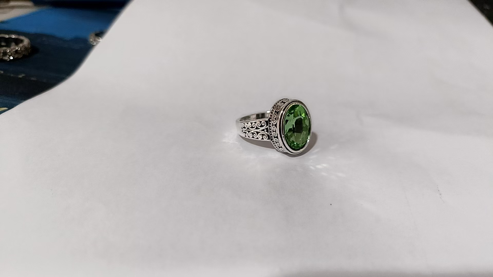 Pandora β Unique Vintage Style Olive Crystal Ring