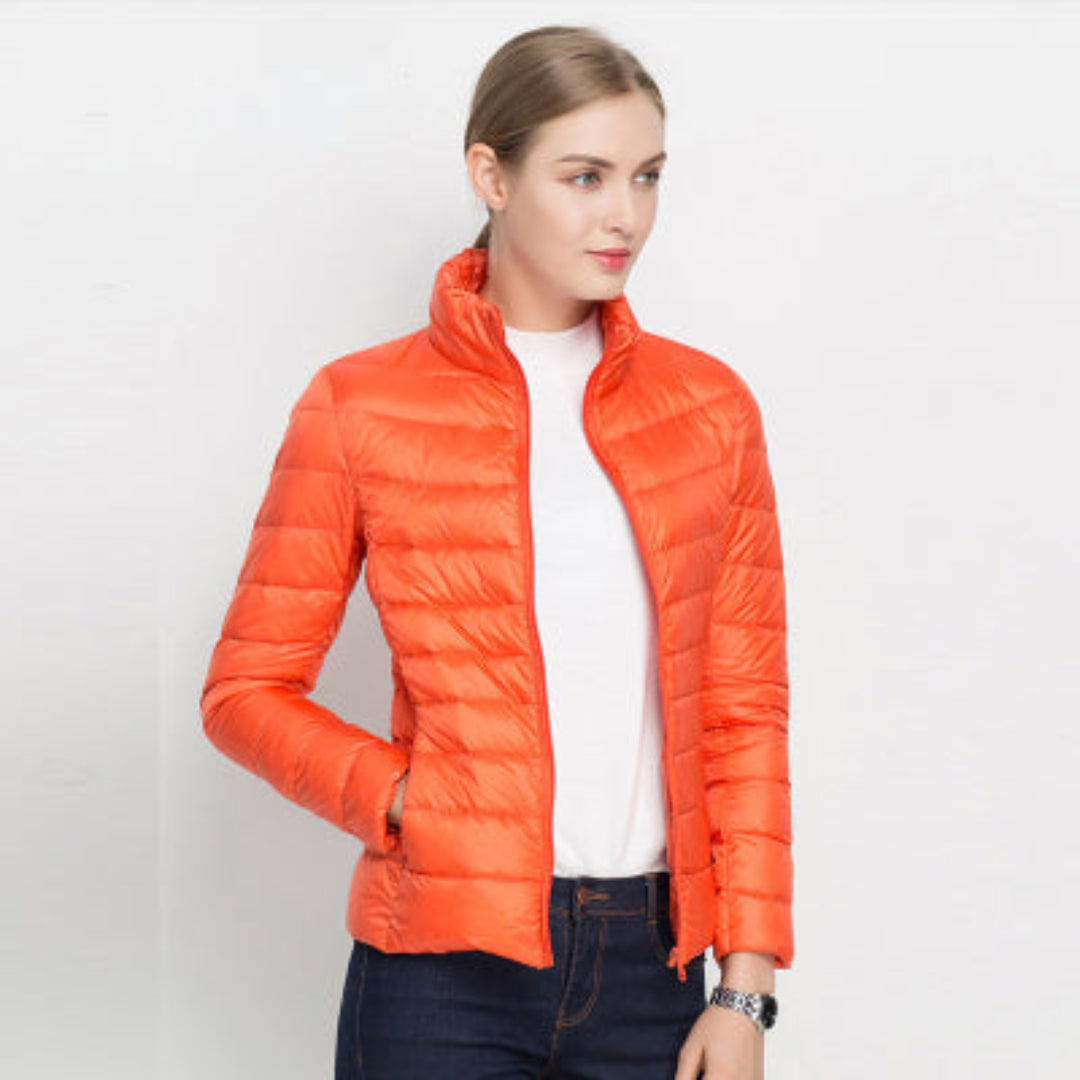 Women's Feather Jacket with Long Sleeve - Elegant Style and Perfect Comfort