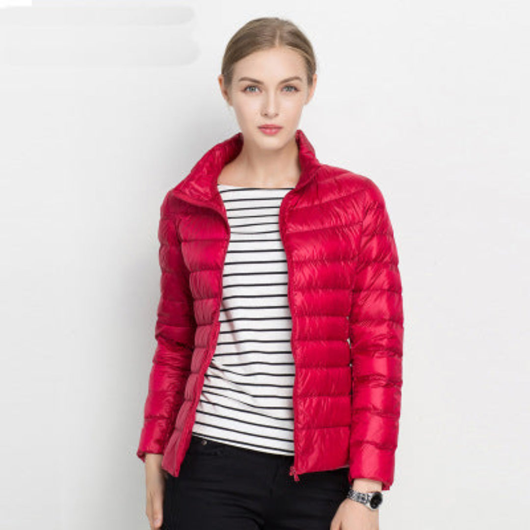 Women's Feather Jacket with Long Sleeve - Elegant Style and Perfect Comfort