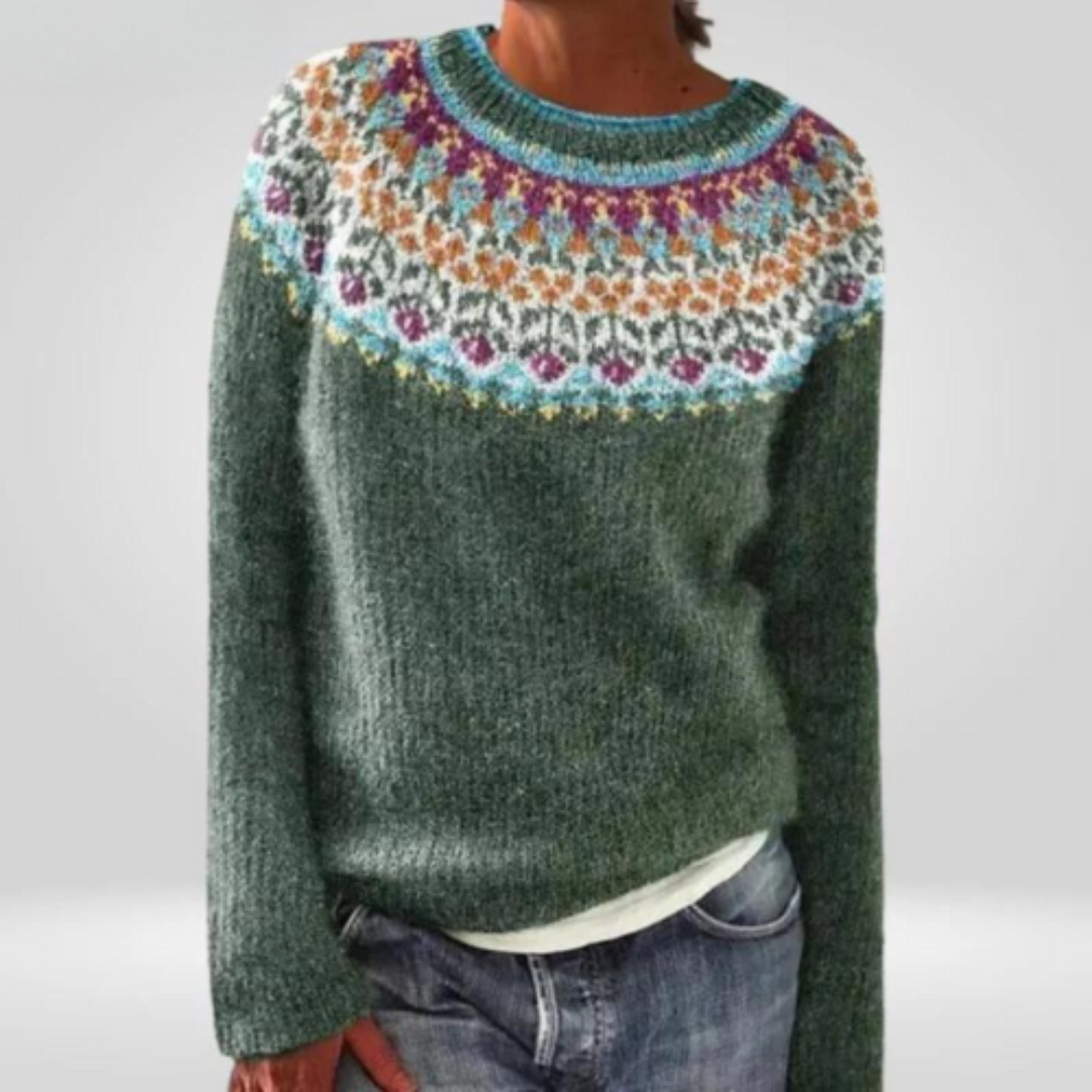 Fashionable women's sweater with round neckline Abriellelim for comfort and warmth