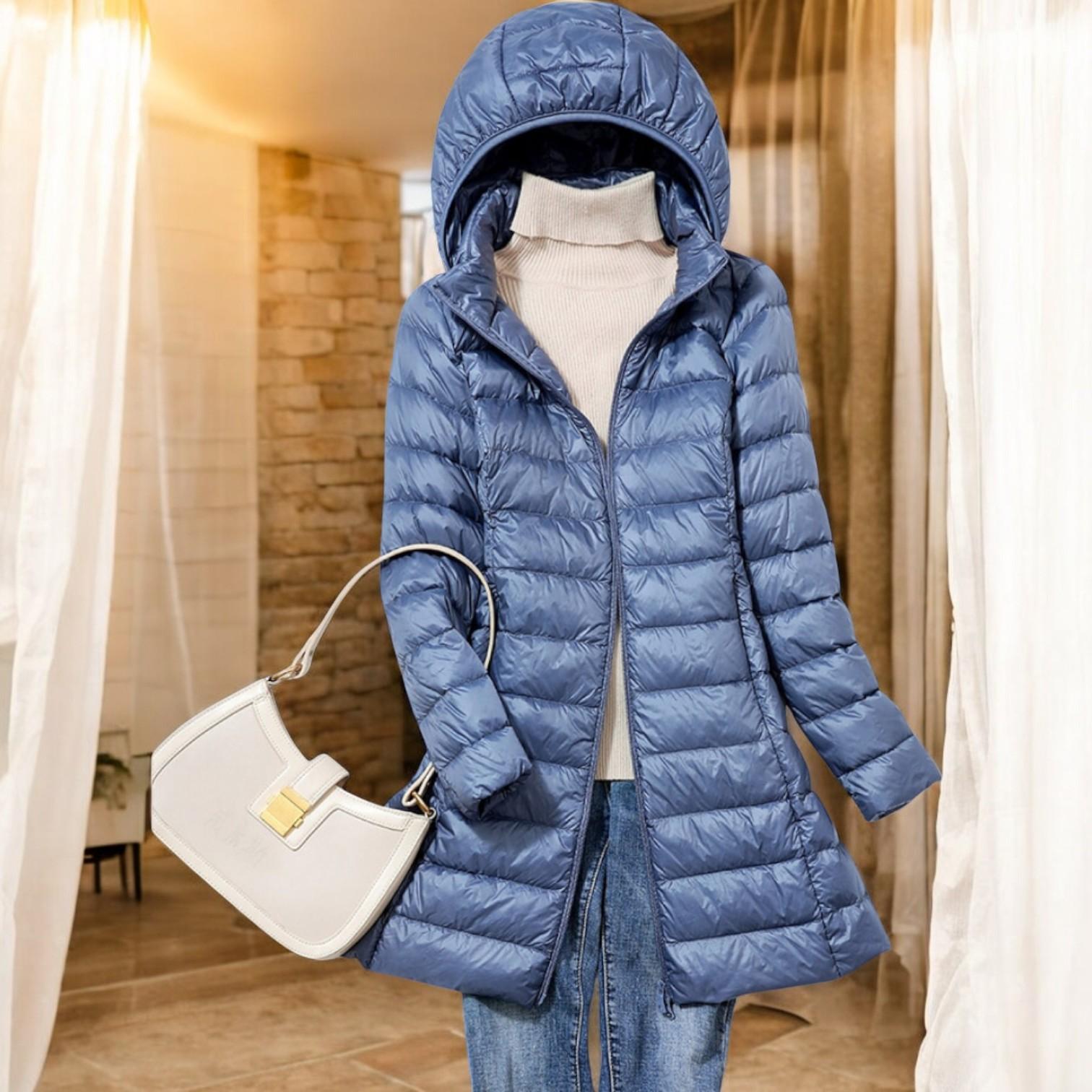 Fashionable Women's Raincoat Dress with Hood and Long Sleeves - The Perfect Protection in All Weather