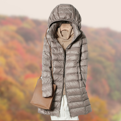 Fashionable Women's Raincoat Dress with Hood and Long Sleeves - The Perfect Protection in All Weather